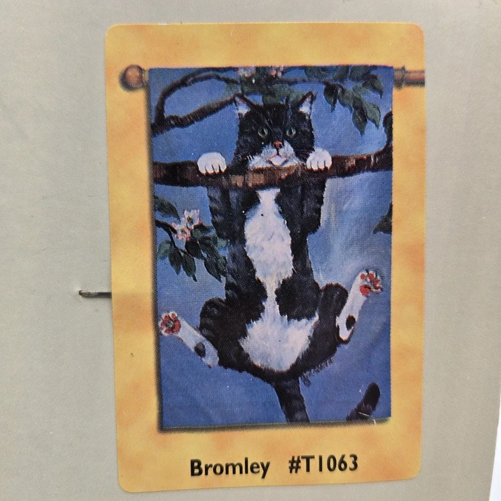 Vtg New Hanging Cat Art Decor Flag Toland Bromley 24x36